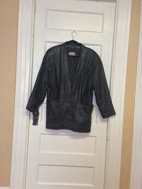 Vintage Distinction Genuine Leather Blazer Jacket Black Size M
